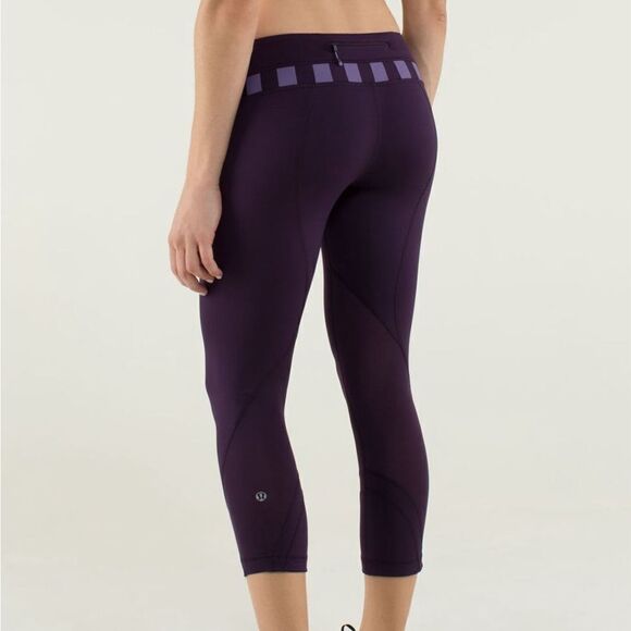 Lululemon Run: Inspire Crop II in Deep Zinfandel/Micro Macro Stripe - Picture 2 of 14